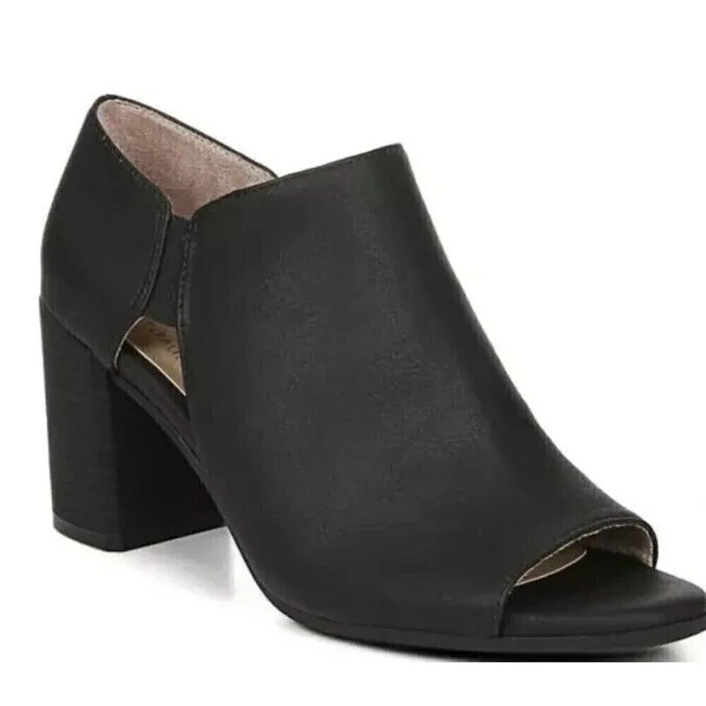 SOUL Naturalizer Women's Peep Toe‎ Keyhole Detail Leather Ankle Boots 10M Black